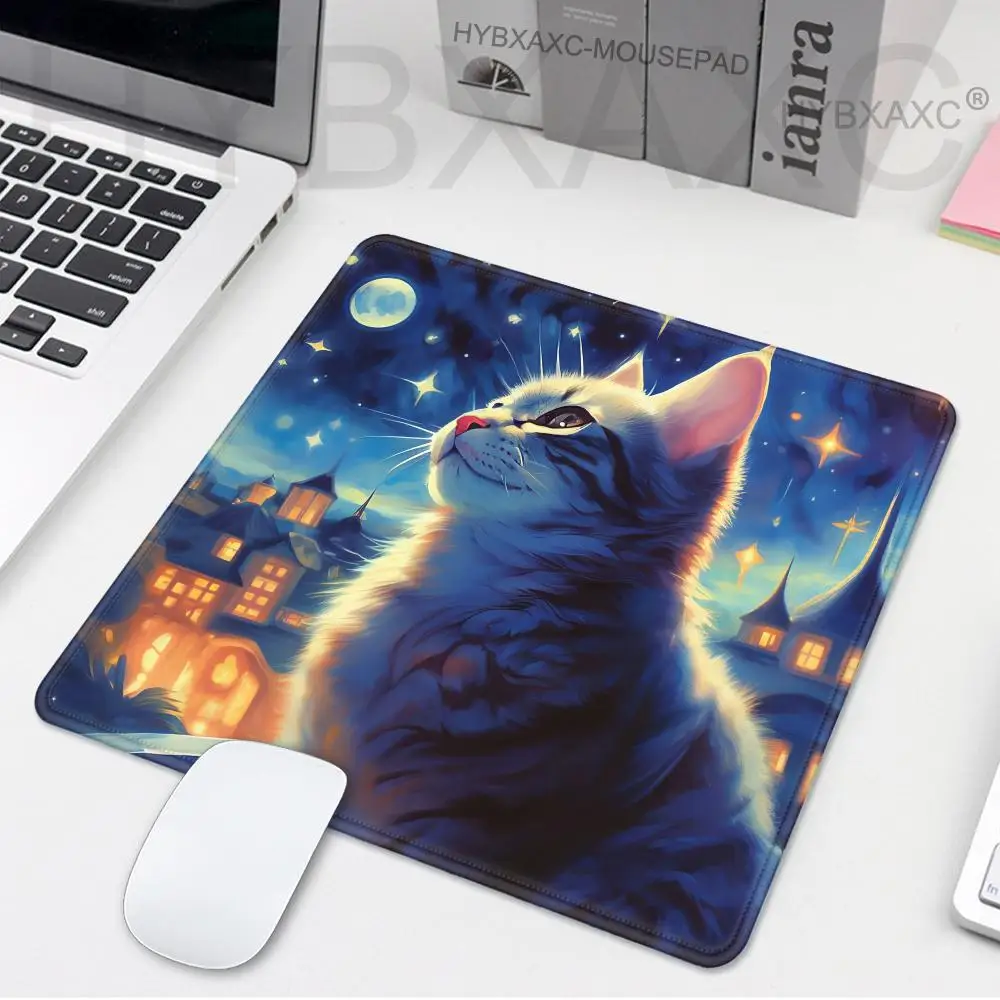 Cute Starry Sky Cat Keyboard pad lockedge Extended teclado Small mousepad kawaii Pink Purple Office desktop protection mouse pad