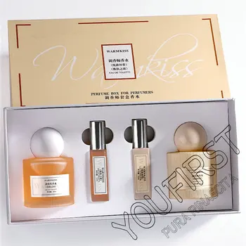 Marke 100 ml Damen-Parfüm-Geschenkbox, 4-teiliges Set, strahlt femininen Charme aus, anhaltender Duft, Eau de Parfum, Pflanzen-Blumenduft, Servies