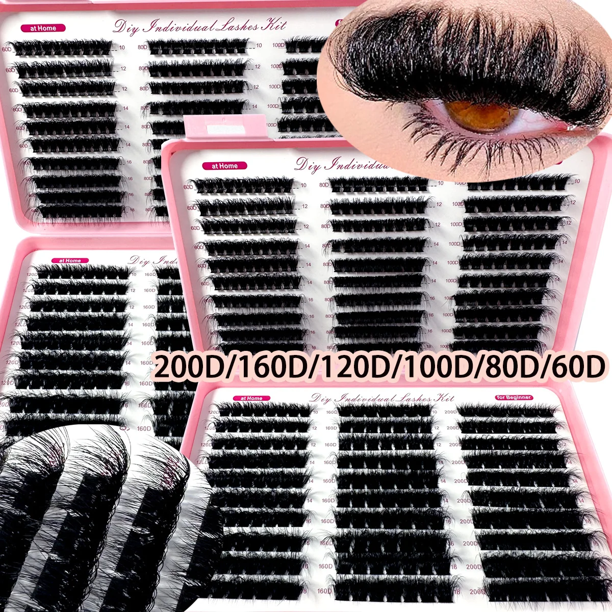 Große Kapazität Wimpern-Cluster mit Spikes, Wimpern-Cluster mit Spikes am Unterteil, Einzelne Volumen-Wimpern-Cluster für Wimpernverlängerungen und Make-up