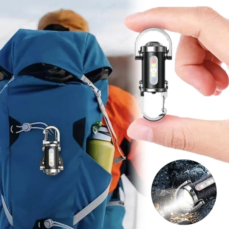 

1-80Pcs New COB LED Camping Lantern USB Rechargeable Portable Waterproof Hanging Keychain Flashlight for Outdoor Home Decor Gift