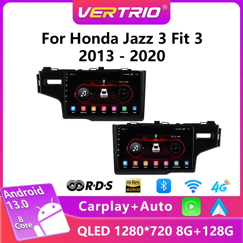 

For Honda Jazz 3 Fit 3 2013 2014 2015 2016-2020 Android 13 Auto Car Radio Multimedia Player Navigation GPS 4G Carplay 2 Din QLED