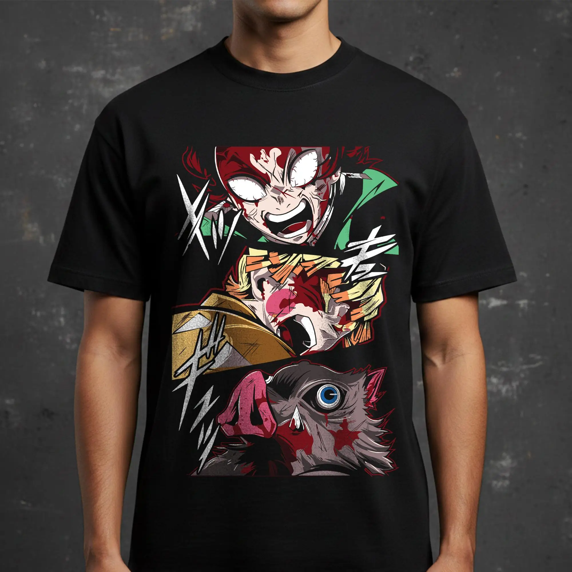 Demon Slayer Anime Shirt Tanjiro Zenitsu Inosuke Graphic Streetwear Aesthetic Clothing Unisex Black 2026 New Cotton Tshirt