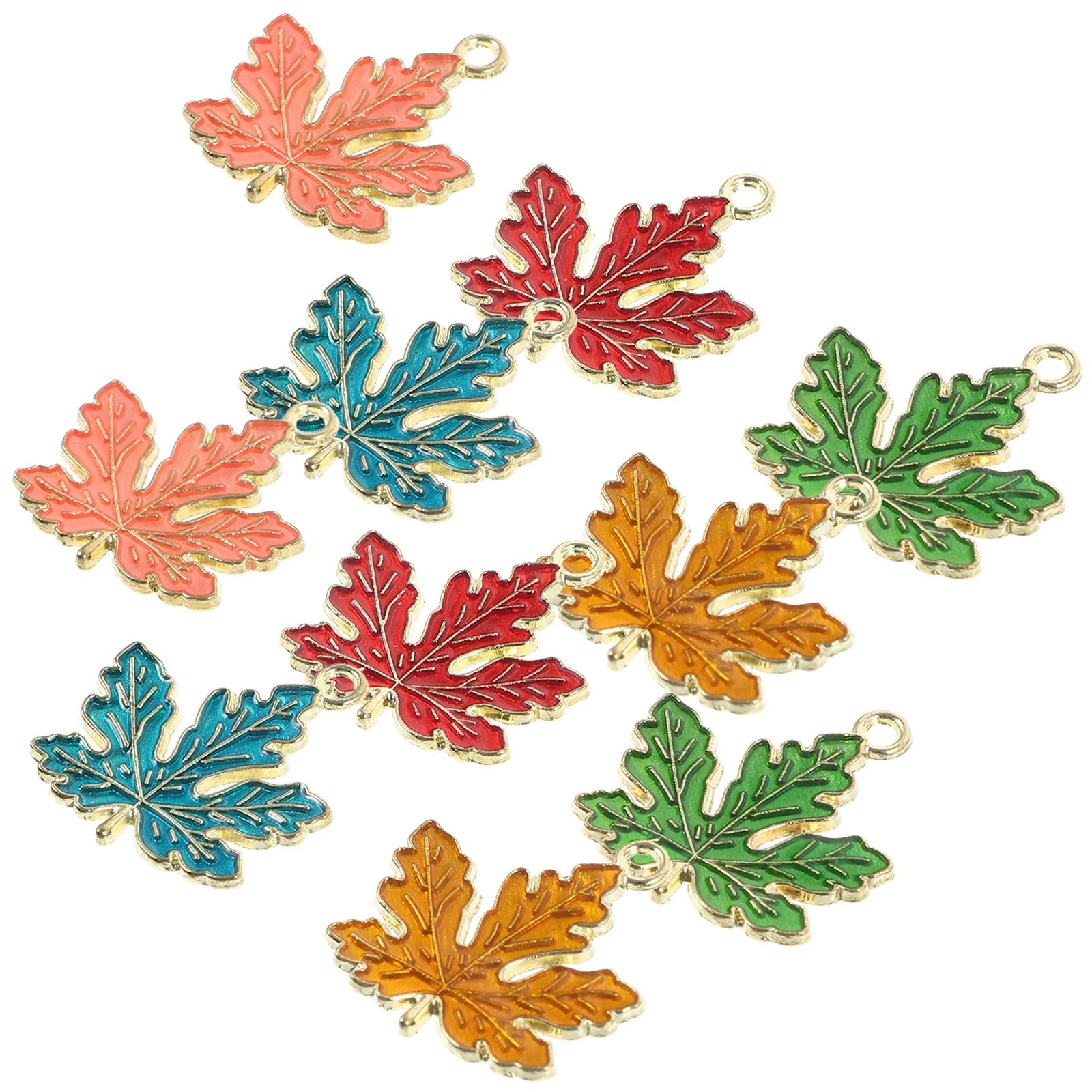 

10pcs Maple Leaf Charms Pendant DIY Accessories Yellow Pink Red Blue Green 2 Each Jewelry Making Keychain Decorations