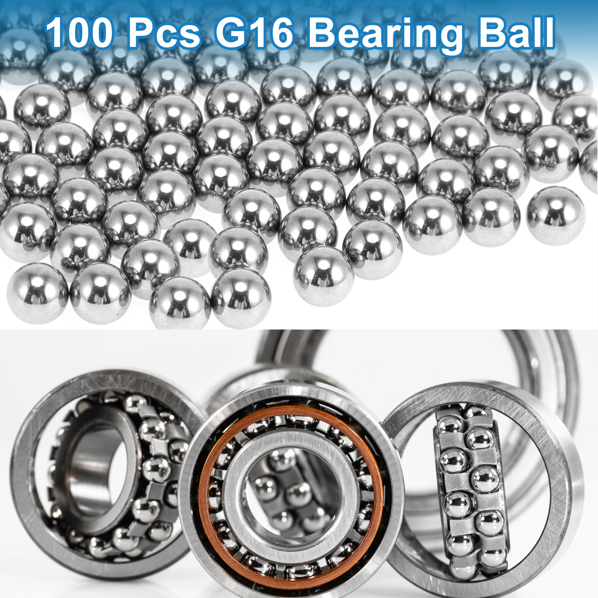 X Autohaux 6.4mm Bearing Ball Bearing Steel G16 Precision Ball Silver Tone 100 Pcs