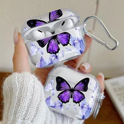 Simple Smiley Face Case For Airpods Pro 2 TPU Silicone Purple Butterfly Cover For AirPods 1 2 3 4 Pro Headphone Protective Case