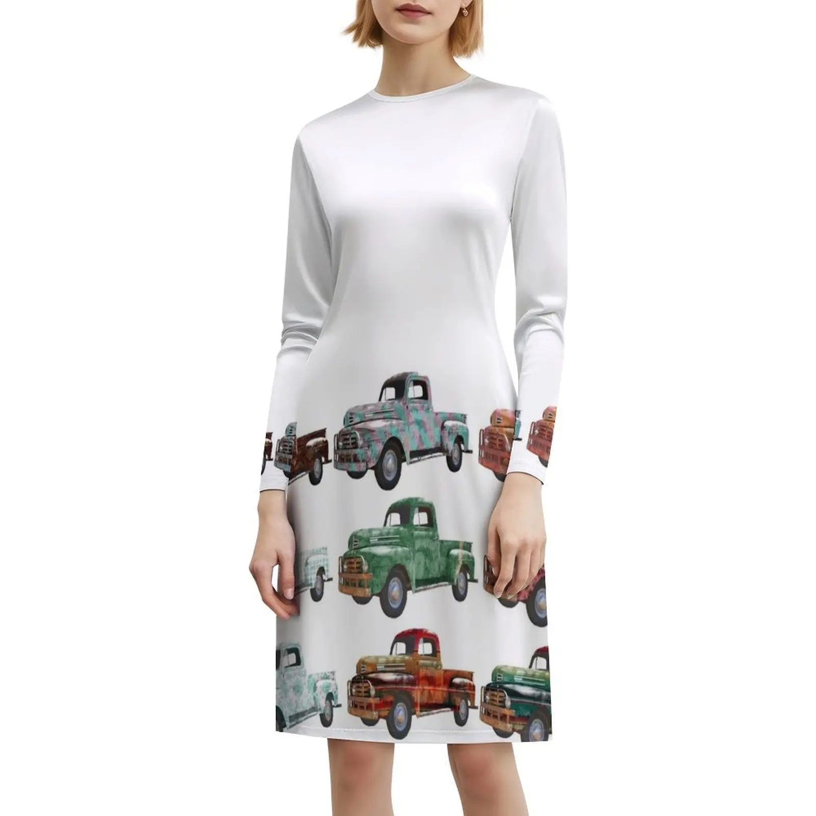 فستان حفلات أنيق للسيدات من Vintage Trucks فستان على شكل حرف a مع خيارات قصيرة/طويلة/بدون أكمام شاحنات عتيقة شاحنات عتيقة #6