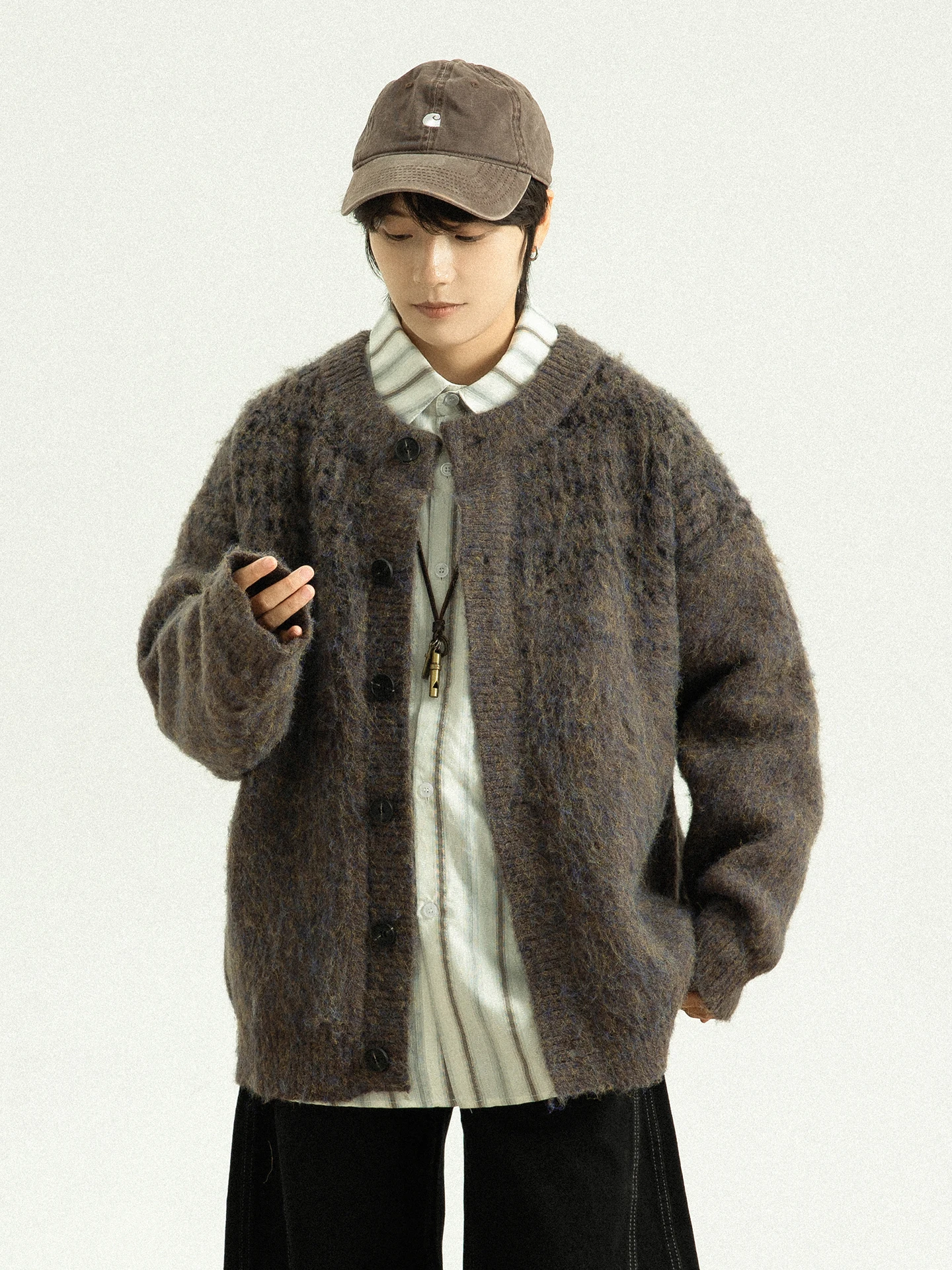 

GoodNorth adient Color Men's And Women's Open Cardigan Knitted Sweater Loose Fit Comfortable Warmth Polyester Fiber