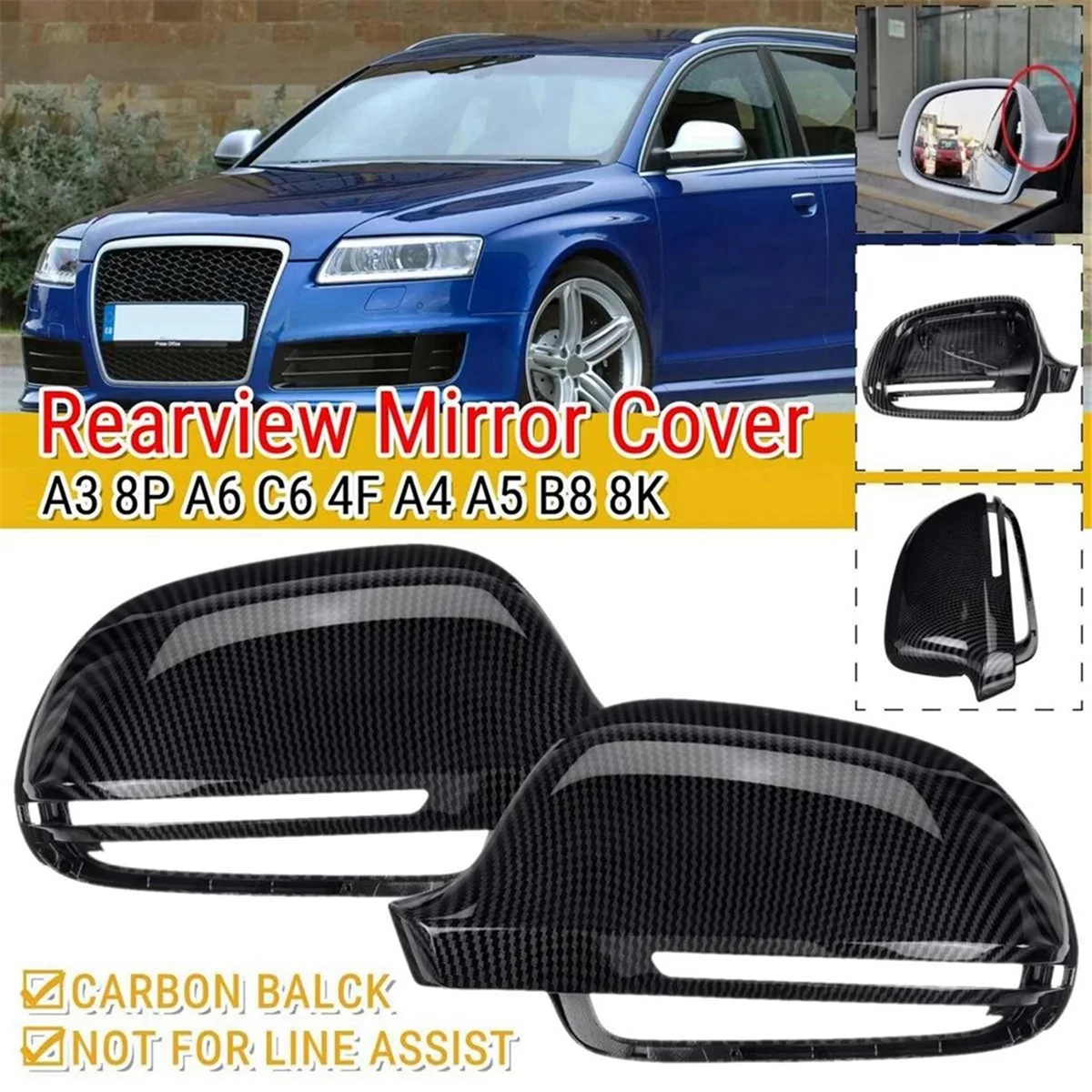 

Reversing Mirror Housing Rearview Mirror Cover Rearview Mirror Cover Car for Audi Q3 SQ3 A8 D3 S4 S5 S6 S8 A3 8P A6