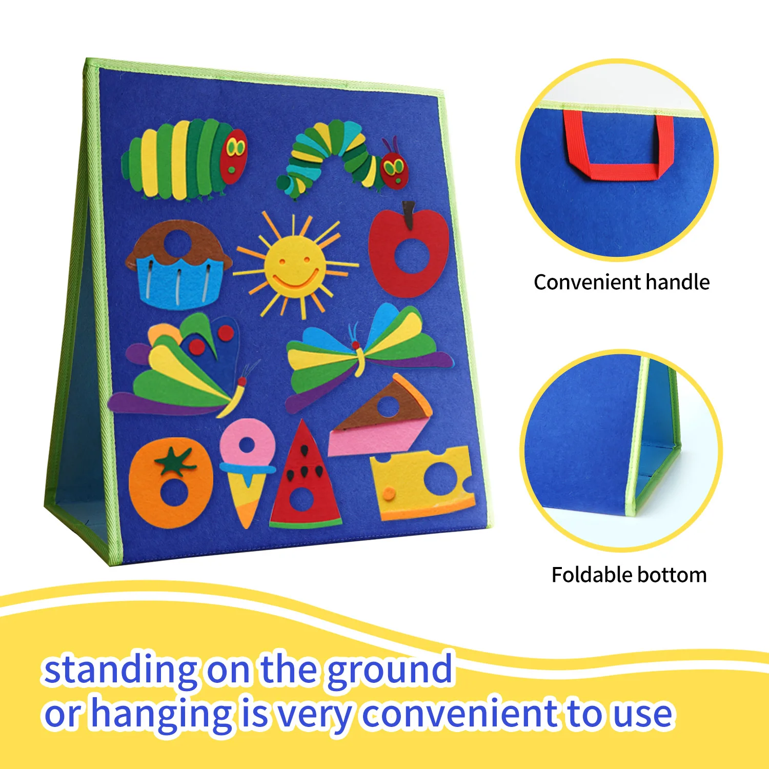 Foldable felt display board, picture book teaching story board, suitable for interactive education of children in home school