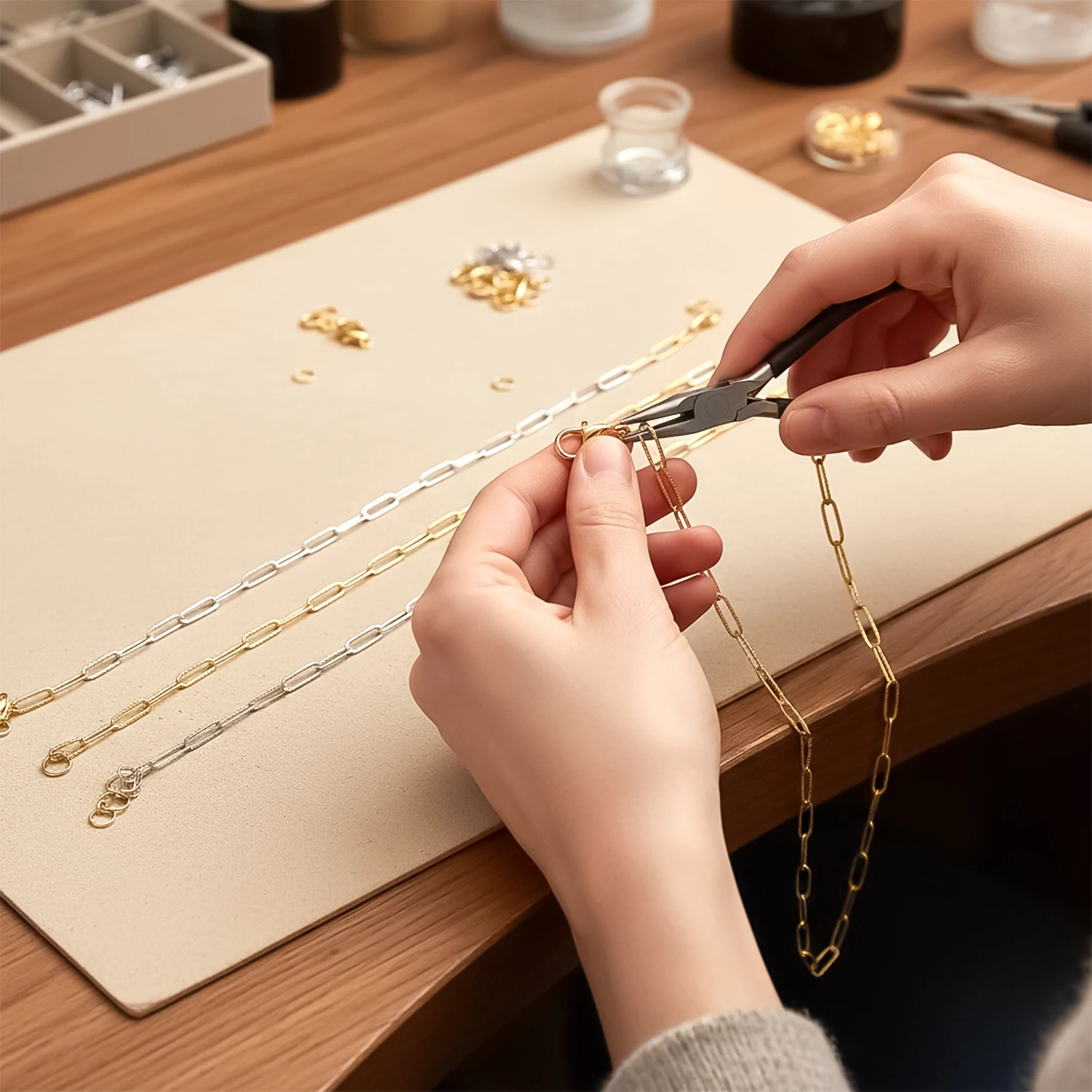 1/2meters Stainless Steel Link Chains Gold Silver Plated Paperclip Chains For DIY Necklace Bracelet Jewelry Making Accessories