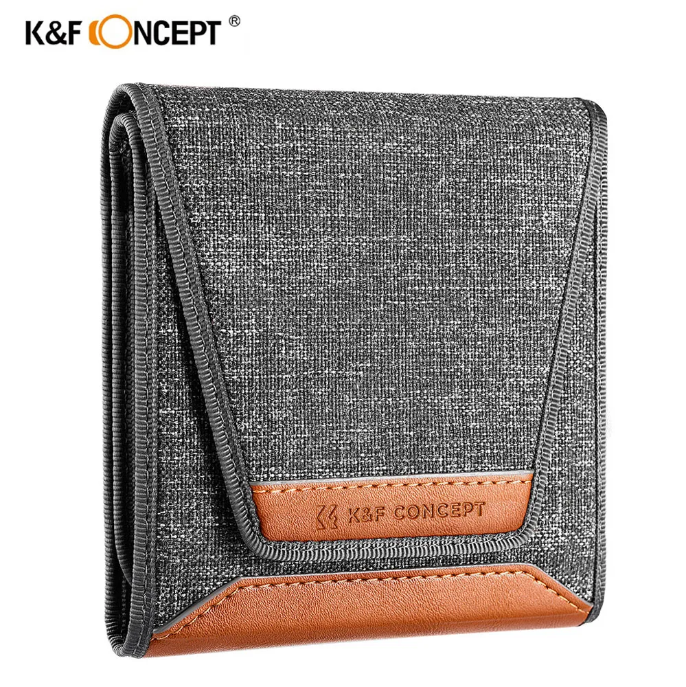 K&F CONCEPT 3 Pockets Waterproof Lens Filter Bag Camera Lens Filter Pouch for 49mm-82mm ND UV CPL Camera Lens Filter