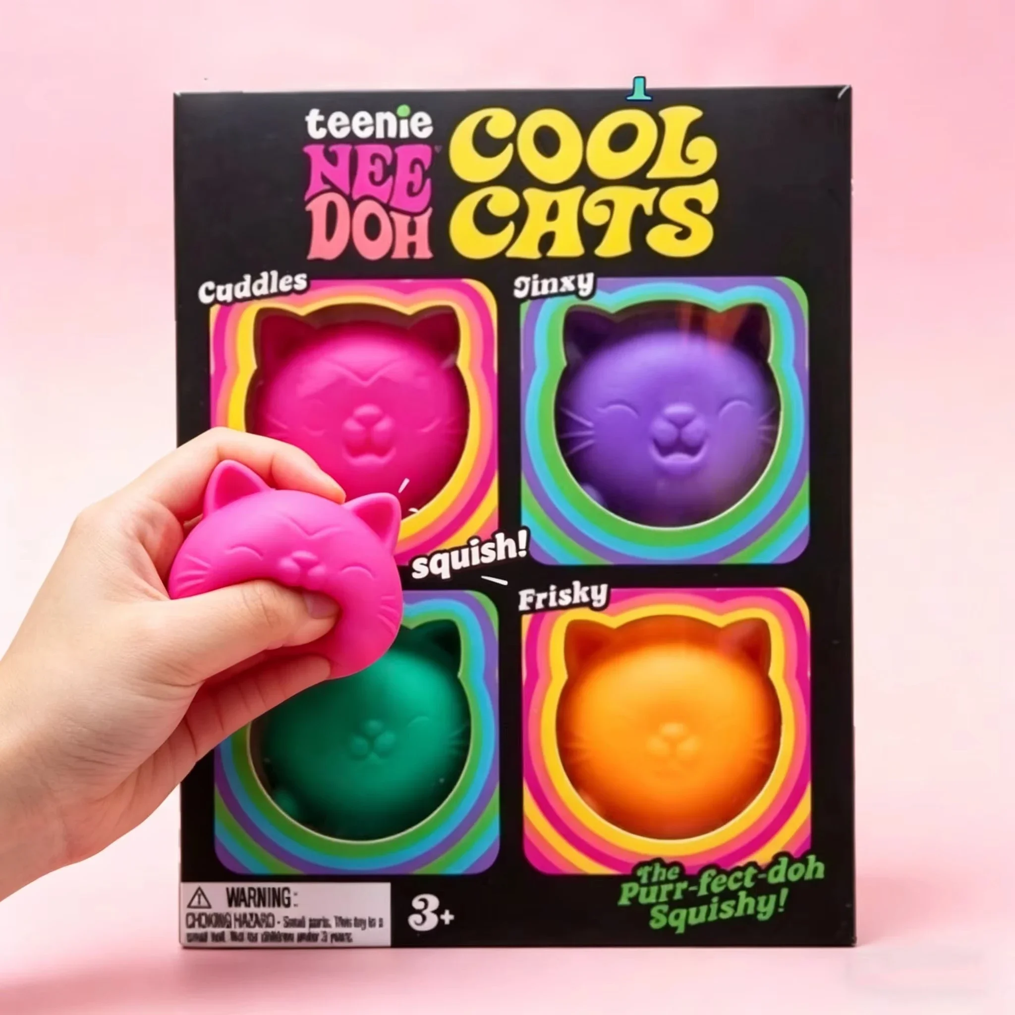 Schylling Needoh Cool Cats Squishy Toys Slow Rise Stress Relief Ball Sensory Fidget Toys For Adult Kids Anti-Anxiety Sensory Toy