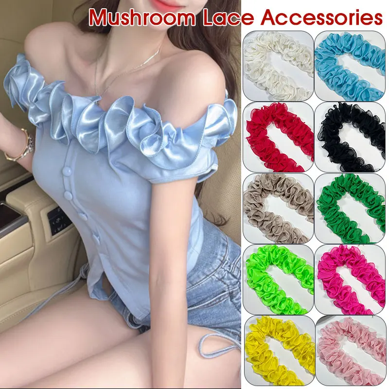 

10 Yards 10cm Width Pleated Chiffon Tulle Lace Trim Ruffled Lace Fabric Applique Ribbon Trim Edge For DIY Sewing Dress Curtain