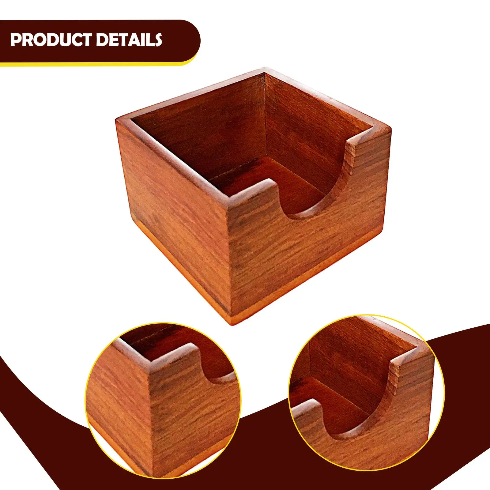 

Lidless Wooden Napkin Storage Box Square Paper Towel Holder Countertop Tissue Organizer for Home Office Tabletop Kitchen Decor