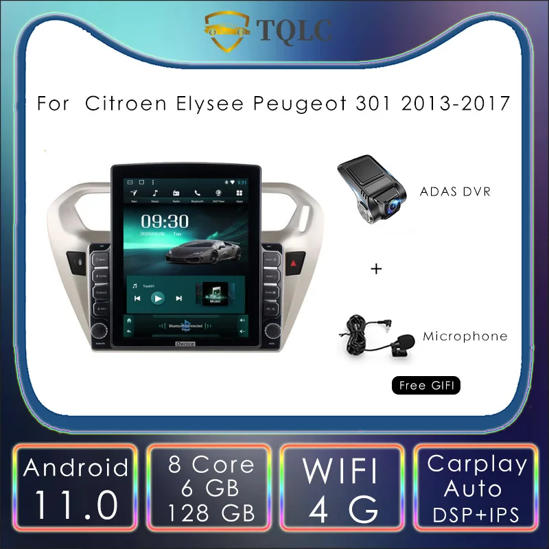 

Android Car Radio Player Tesla Style Vertical For Citroen Elysee Peugeot 301 2013-2017 WIFI Carplay Multimedia Stereo Head Unit