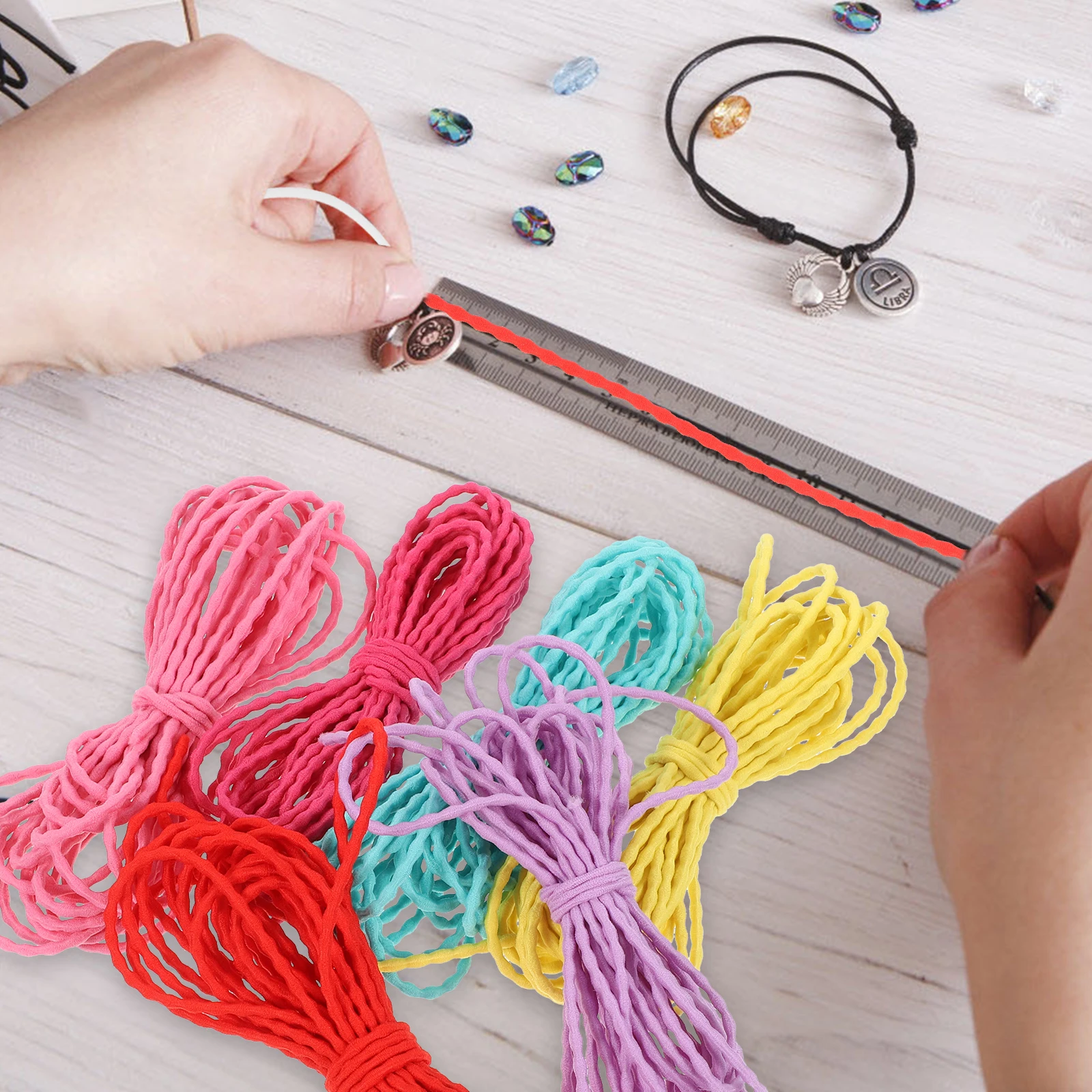 

Colorful Hair Rope Elastic Cord for Jewelry Making Stretchy DIY Bracelet Beading Necklace Cords Thread Girls Ties Stretch String