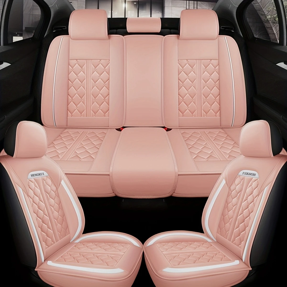 Leder-Autositzbezüge für 5 Sitze, Komplettset für Kia Ceed, Volvo V60, Qashqai J11, Audi Q5 8R, Ford Focus MK3, Universelles Auto-Innenausstattungsset – Detail 1