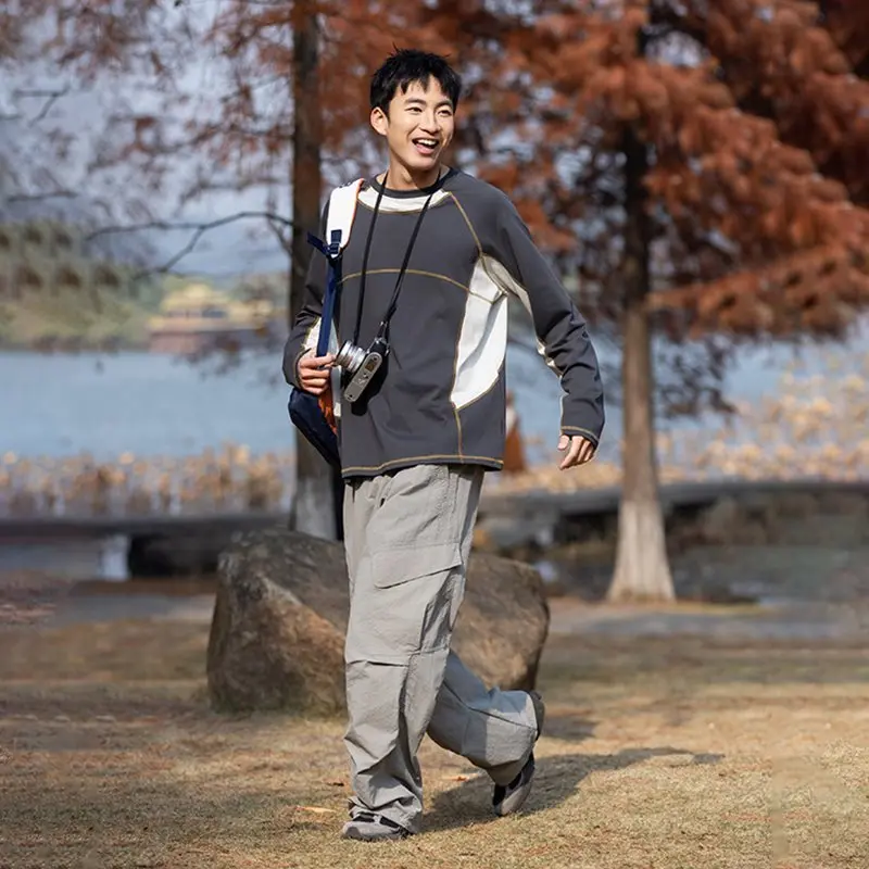 

Мужская осенняя повседневная футболка с длинным рукавом для активного отдыха, антибактериальная, из тонкой ткани Hsu Line Solorona, без бренда, без регистрации