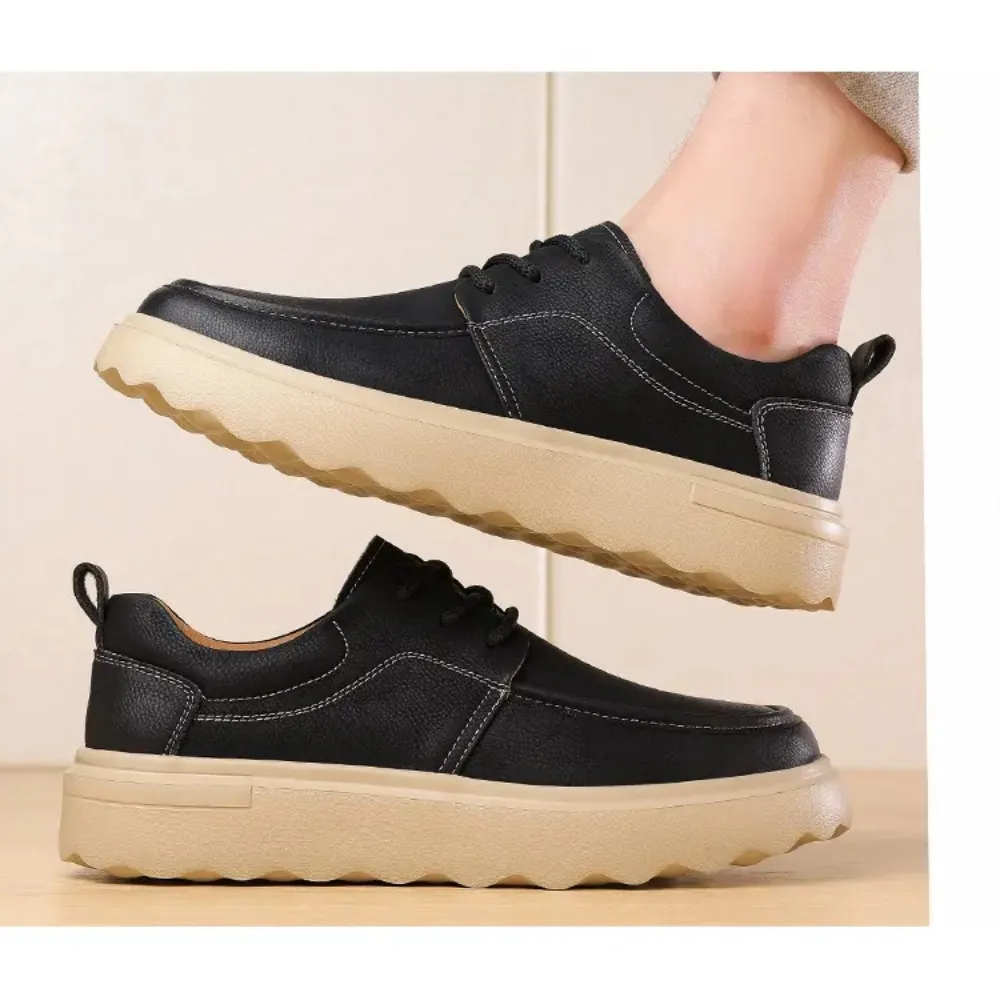 2025 zapatos de plataforma de cuero de vaca para hombres primavera otoño nuevo diseñador aumentar zapatos de trabajo masculino transpirable mocasines Hallow Out hombre