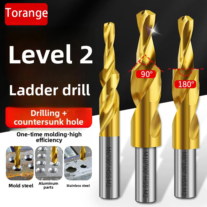 

Titanium Plated Step Drill Bit for Stainless Steel Variable Diameter Hole Expanding Countersunk Head Chamfering Tool