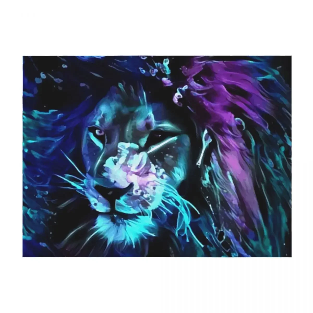 

Night of the Neon Lion Throw Blanket Shaggy Bed Fashionable Decorative Sofas Polar Blankets