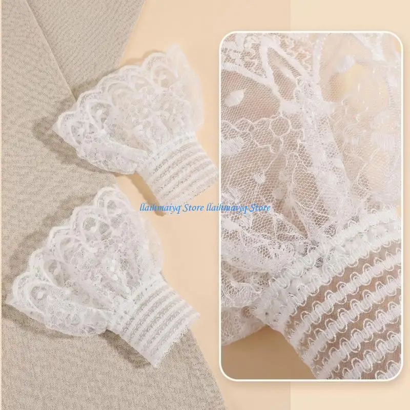 573B Stylish Lace Embroidered Wrist Cuffs For Women Sweaters Blouses Dresses Outfits