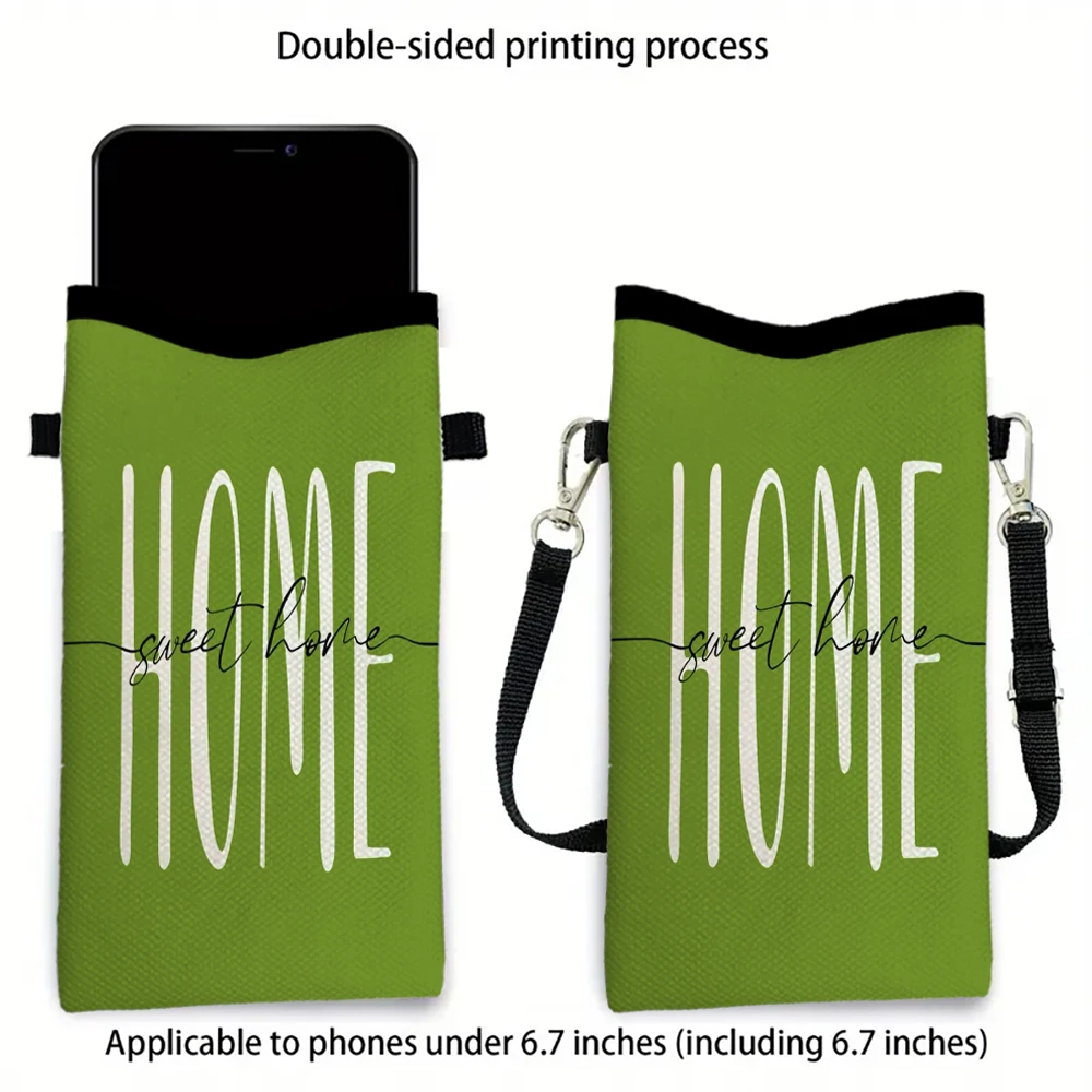 Fresh Green Pattern Phone Bag Adjustable and Detachable Strap Designed Exclusively for Women Bag Convertible Shoulder Bag6.4
