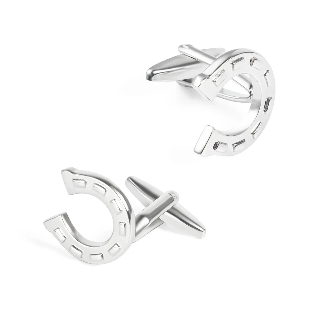 Retro Lucky Horseshoe Shaped Cufflinks Men's French Shirt, Business Suit, Silver Personality, Niche Sleeve Nail Accessory