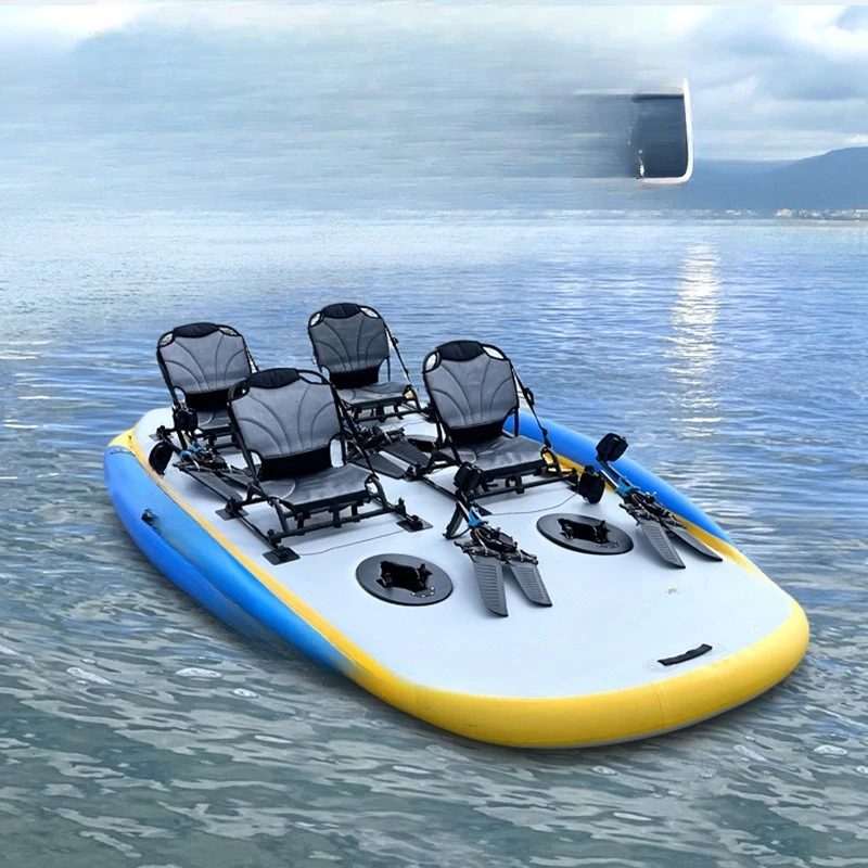 

4 people pedal surfboard inflatable boat paddle board pedal water ski board SUP Luya boat fishing floating platform pedal boat