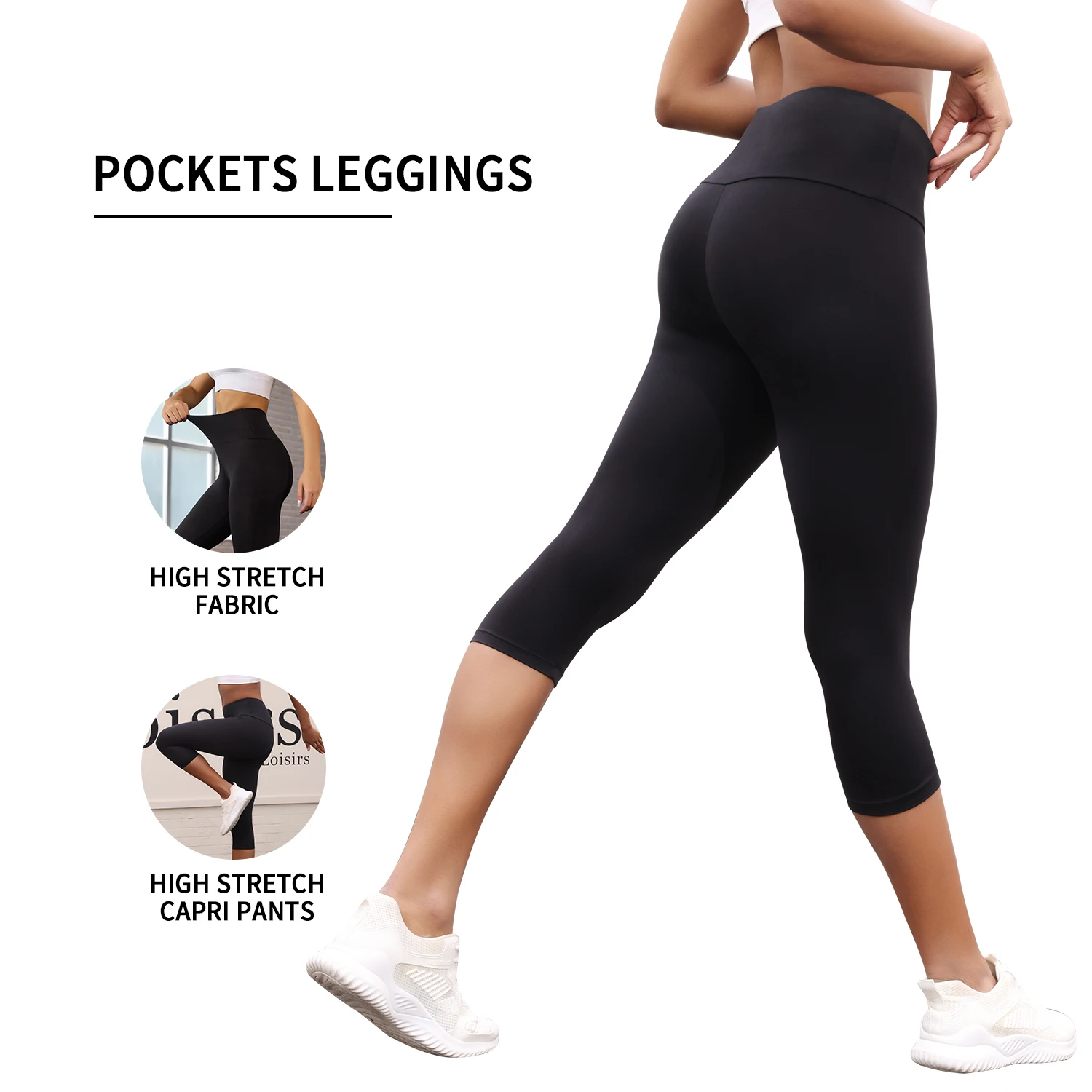 Women's High Waisted Capri Pants Super Soft No See Through Workout Yoga Running Athletic push up gym fitness Leggings image 3