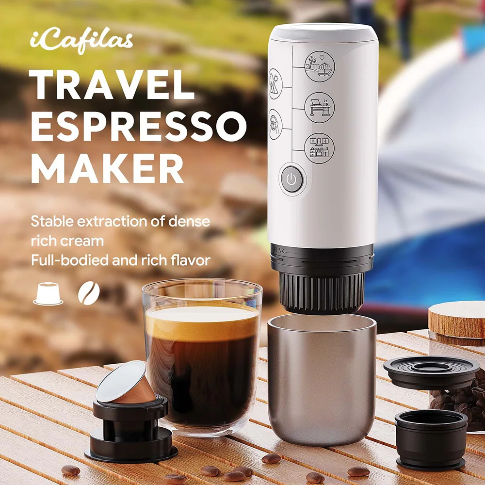 

3-in-1 Portable Espresso Maker 17Bar Capsule Coffee Machine Rechargeable for Nespresso Dolce Gusto Ground Coffee Travel Camping