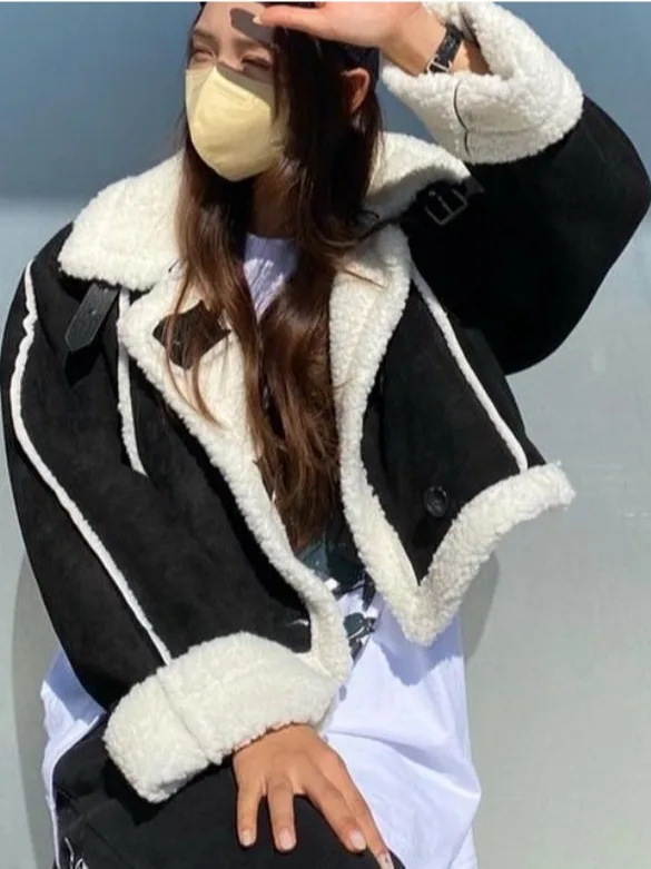 Winter Neue Hohe Kragen Gürtel Bule Zweireihige Taste ort Sle Leder Und Pelz Integrierte frauen Mantel Chic Hong Kong Sle...