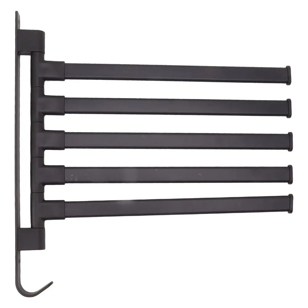 

Aluminum Swivel Towel Bar Black Thicken Design Swivel Towel Rack Space Saving Wall Mounted Towel Holder