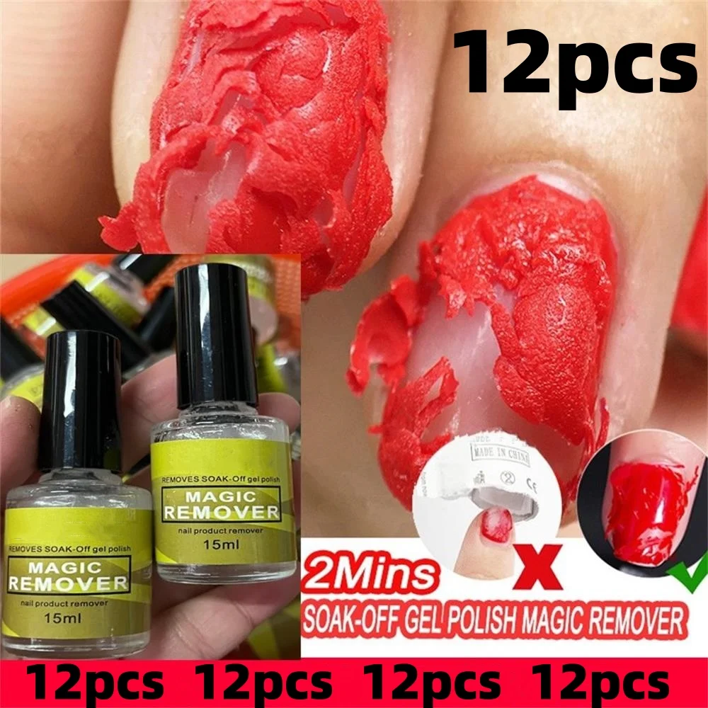 

12 шт./компл., 15 мл, волшебное средство для быстрого удаления гель-лака для ногтей, средство для снятия геля с лаком для ногтей, замачиваемый УФ-светодиод, очиститель для удаления взрыва, инструменты для дизайна ногтей *