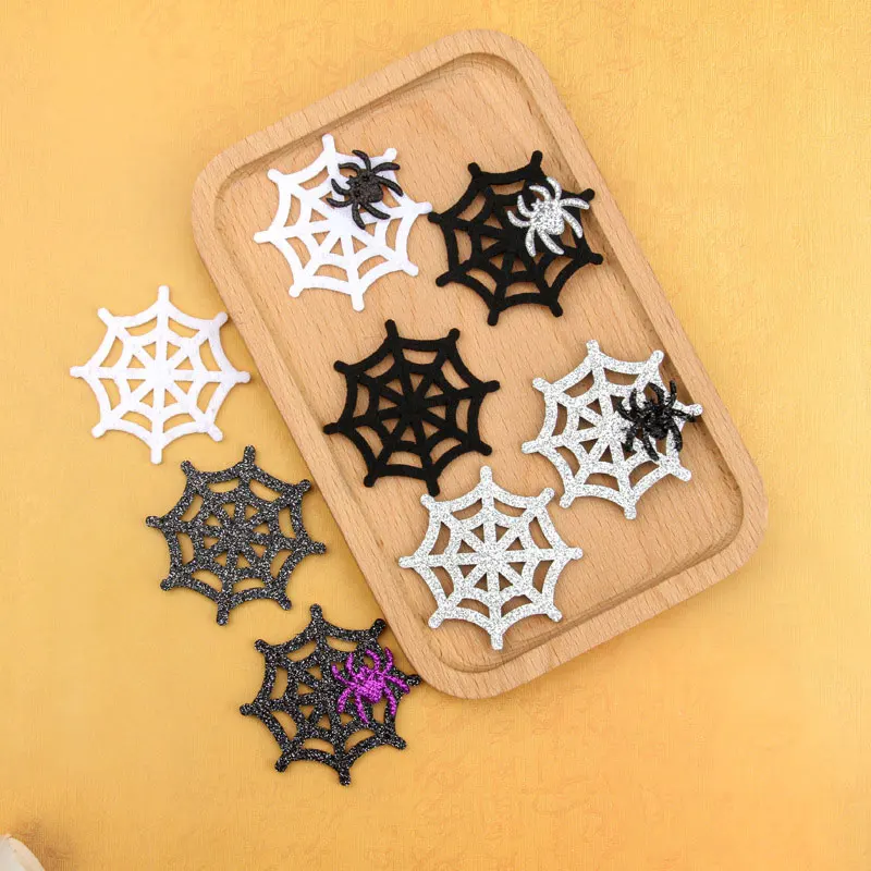 100 Stück Filzstoff-Cartoon-Halloween-Spinnen-Applikationen für Halloween-Dekoration, DIY-Haarspangen-Accessoires, Aufnäher – Detail 2
