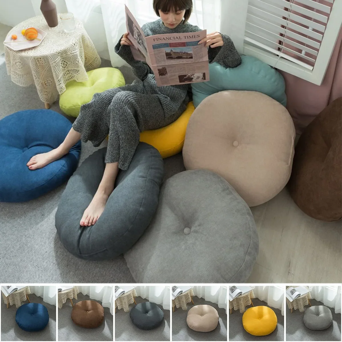 

1PC Round Cotton Linen Seat Cushion Thickened Soft and Comfortable Tatami Cushion Pillow Home Decoration Cojín Engrosado42cm47cm