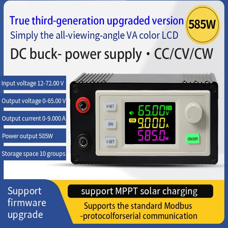 585W XY6509X Buck Converter CNC Adjustable 0-65V 0-9A CC CV Regulator for Lab Solar Battery Charging