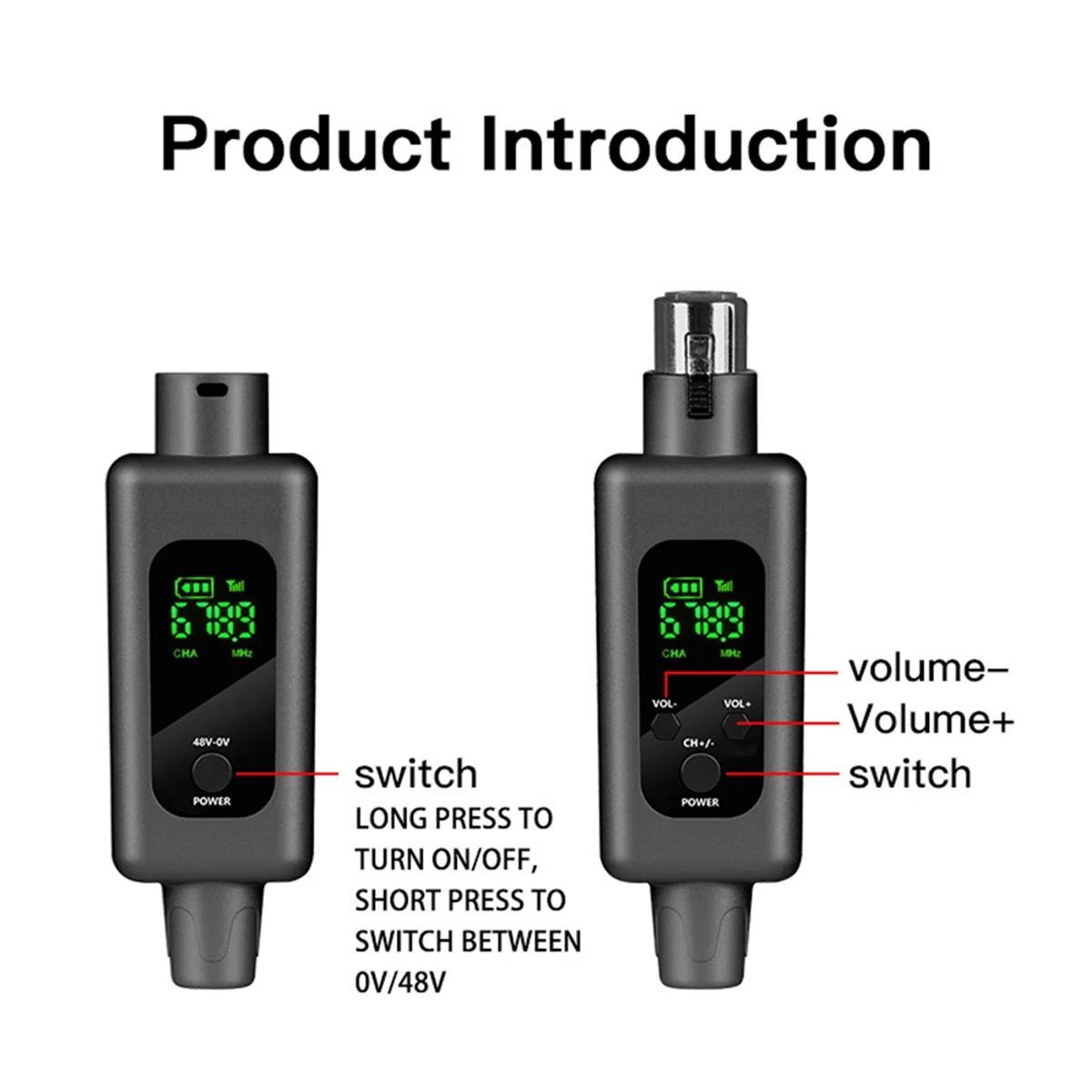 Y60A 2.4G Wireless Microphone System XLR Mic Converter Adapter UHF Automatic Transmitter for Wired Dynamic Microphone 48v