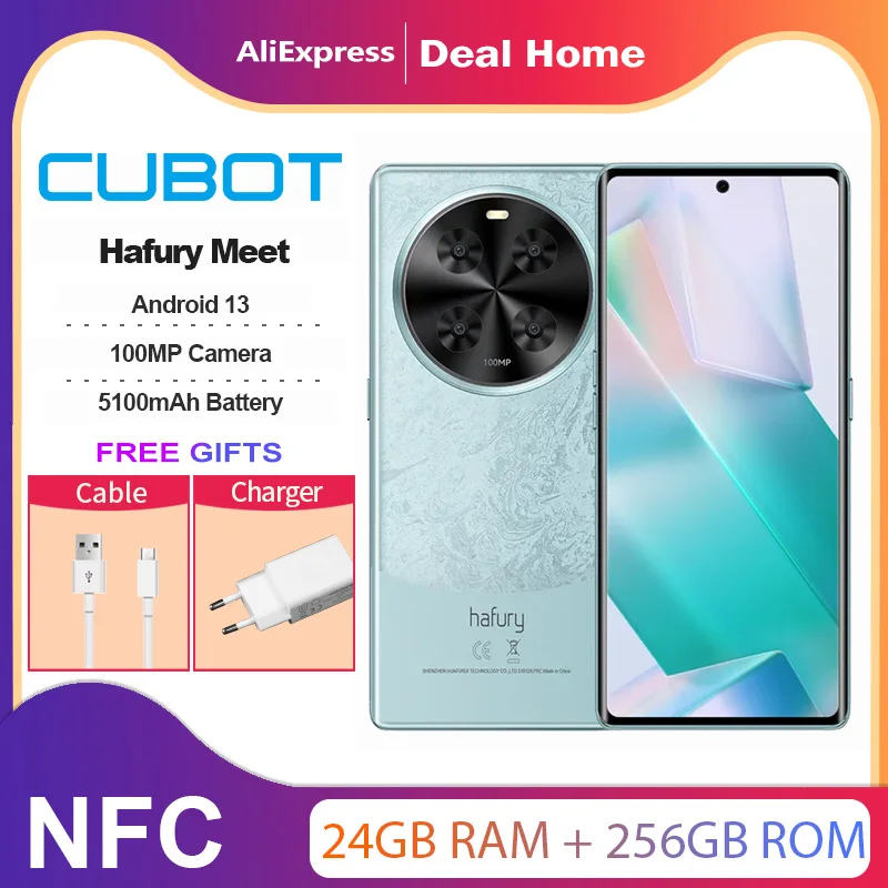 Cubot Hafury Meet,24 NFC (12ГБ + 12ГБ ренренной) 256 ГБ,Android 13, 100 МП, 6,67 дюйма,5100мАч, новая версия Cubot Hafury Meet,24 NFC (12ГБ + 12ГБ ренренной) 256 ГБ,Android 13, 100 МП, 6,67 дюйма,5100мАч, новая версия
