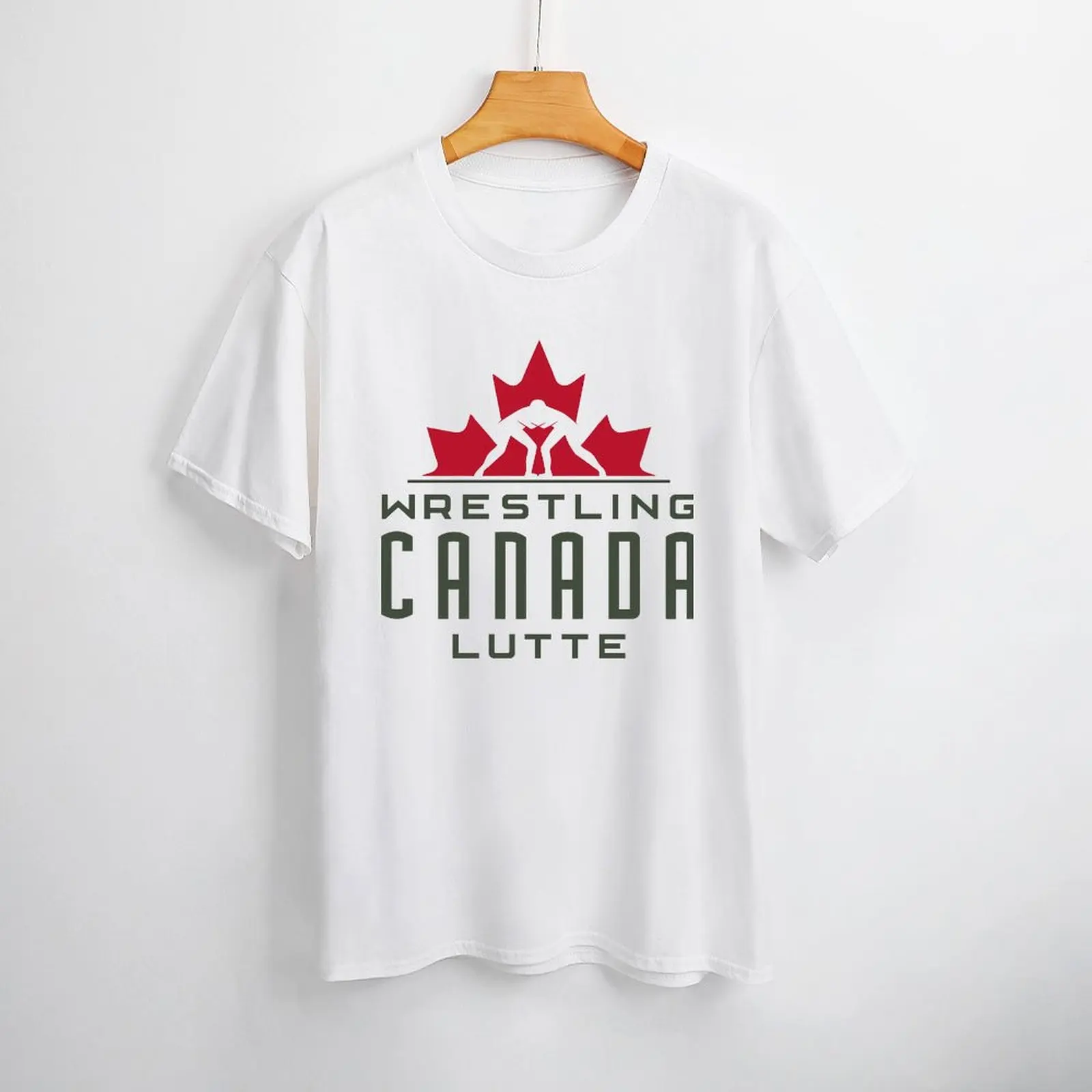 Tshirt WRESTLING CANADA LUTTE LOGO Classic For S O-Neck Movement Vintage Fitness USA Size Vintage