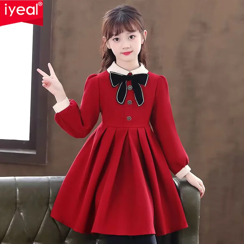 

IYEAL 2024 KIds Girls' Spring and Autumn Dresses New Children's Spring Dresses with College Style, Girls' Autumn Dresses