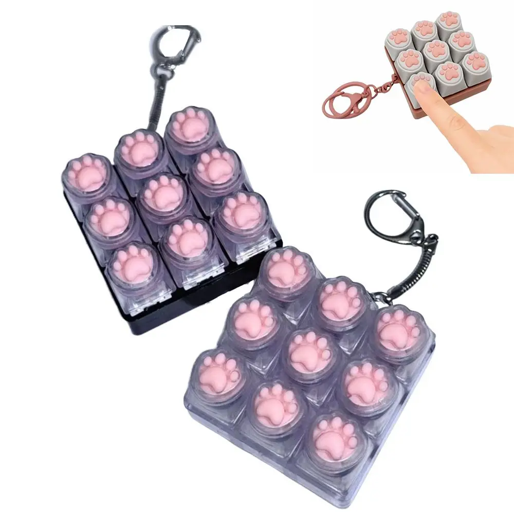 

Портативный 9-клавишный брелок для ключей «сделай сам», колпачок для клавиатуры, колпачок для клавиатуры на палец, форма кошачьей лапы, пропускайте время, кликер для взрослых