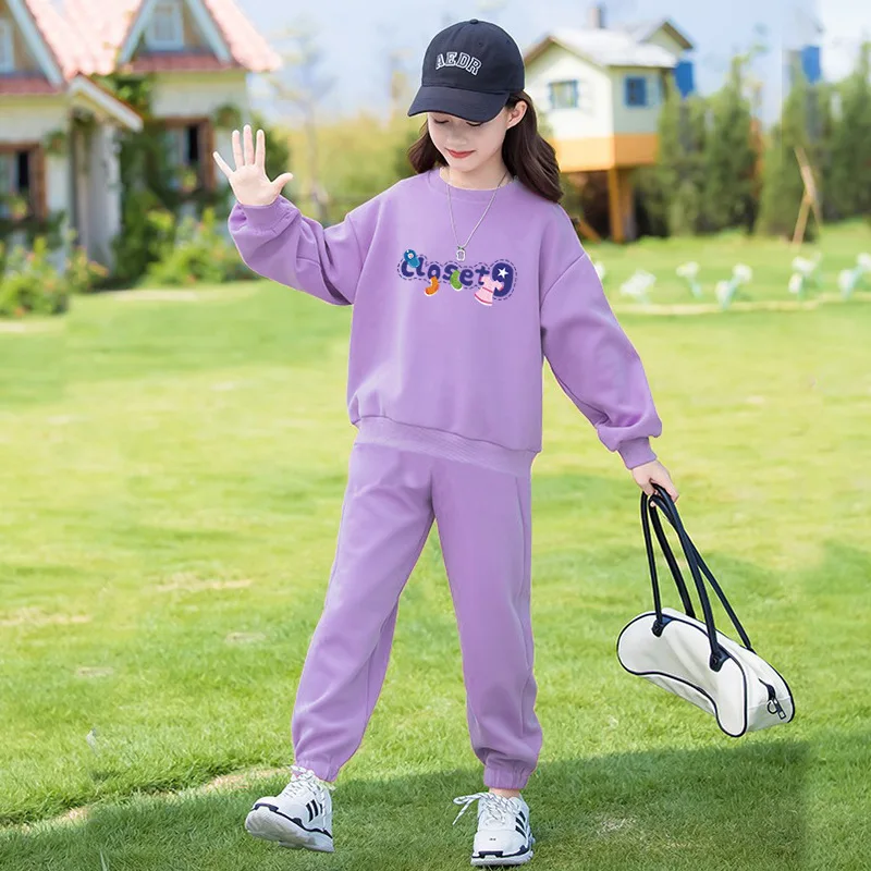 2024 autumn winter Kids tracksuit Children Girls Clothes Casual sweatshirt T-Shirt + long Pant Suit Teenager 4 6 8 to 10 12 year