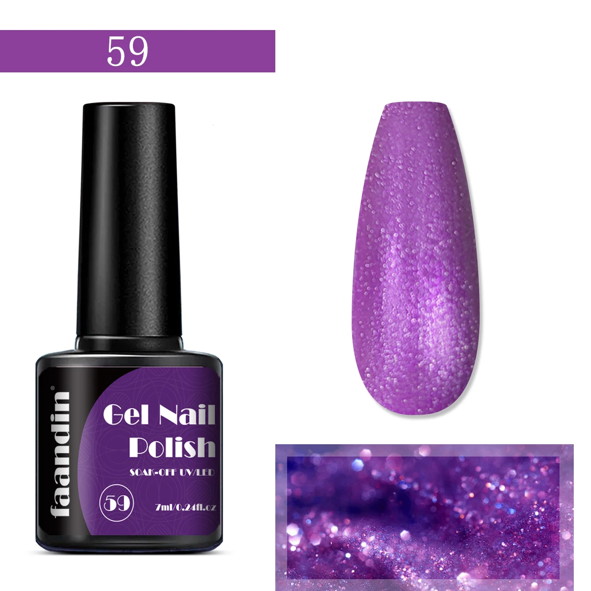 Faandin 7 ml * 1 bouteille, vernis à ongles gel de couleur unie, gel de vernis à ongles sélectionné série violette, séchage rapide, couleurs nobles et élégantes, sans alcool, couleur complète, pas facile à décolorer, peut être appliqué à la maison, article essentiel pour les dames à la mode, les sociétés et sociétés