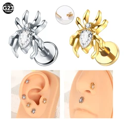 1/5PCS Titanium Spider EAR Studs PIERC CZ Paved Top Threaded Labret Tragus Earring Cartilage Helix Daith Stud Piercings Jewelry