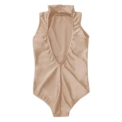 AOYLISEY Kids Ballet Leotard Open-back Sleeveless Turtleneck Girls Gymnastics Spandex Toddler Romper Dance suit Costumes