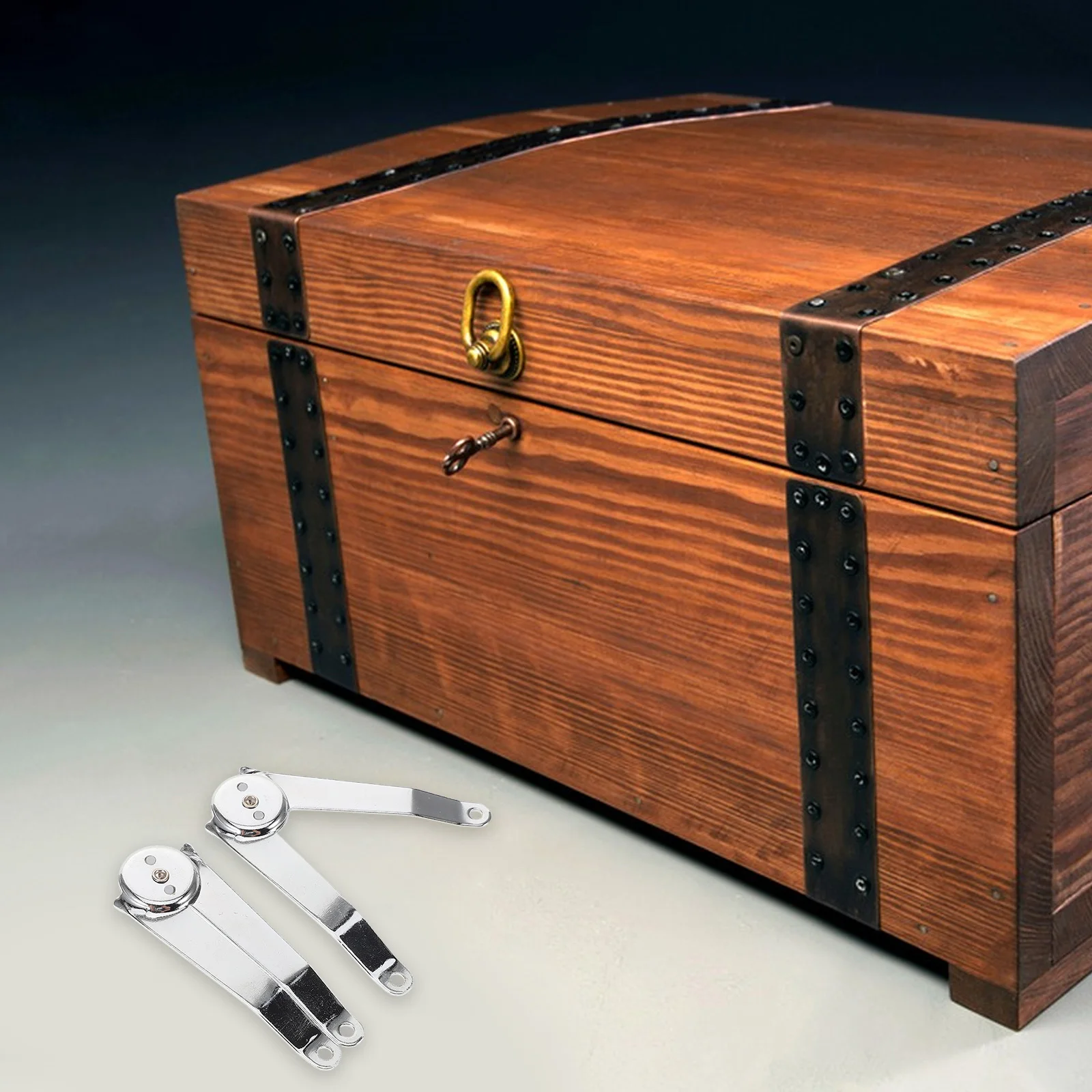 

4Pcs Heavy Duty Chest Hinges Metal Lid Stay Folding Support for Wooden Box Jewelry Case Cabinet Lid Support Hinge