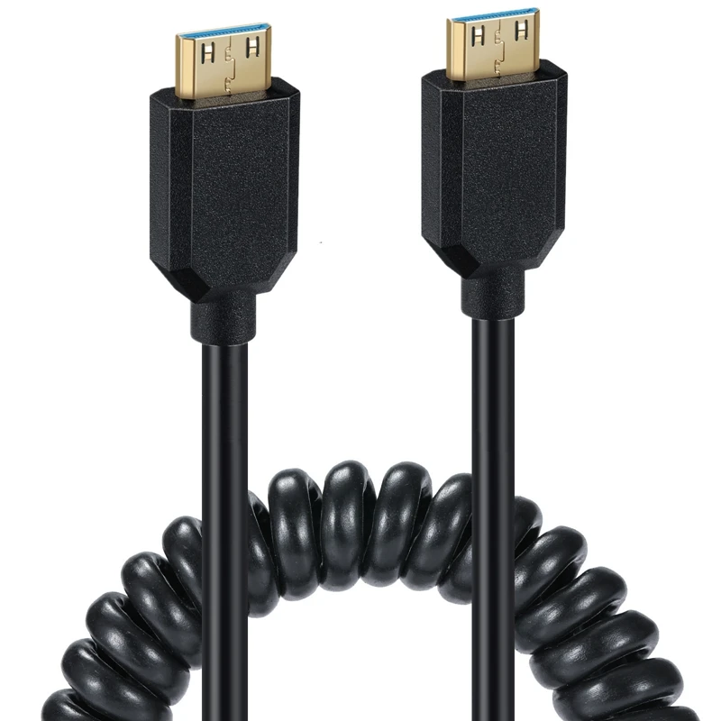 1.2m 2.1 Version Spring Extension Cable 8K @ 60Hz 48Gbps Mini HDMI - compatible with C/M TO C/M Elbow Extension HD Cable