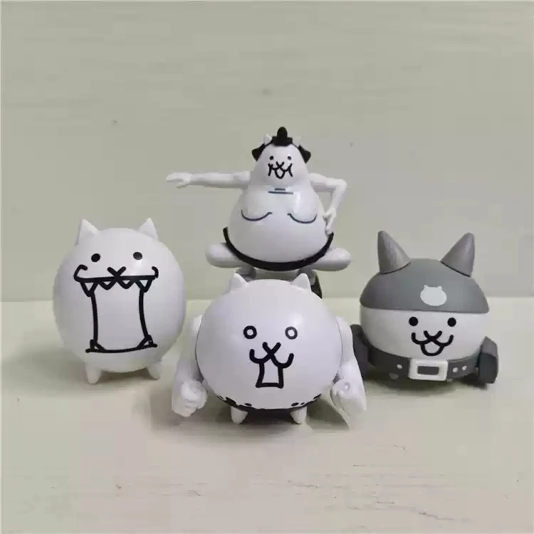 4pcs 6cm 10year collection battle cat axe action figure doll kids  model toy