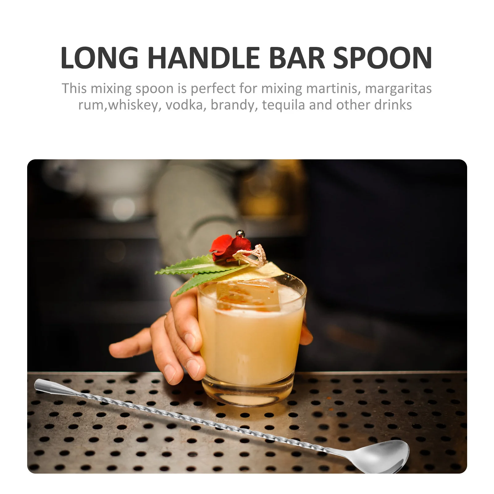 

Silver Spoon Long Handle Cocktail Stirring Spoons Bar Drink Stirrer Teaspoons for